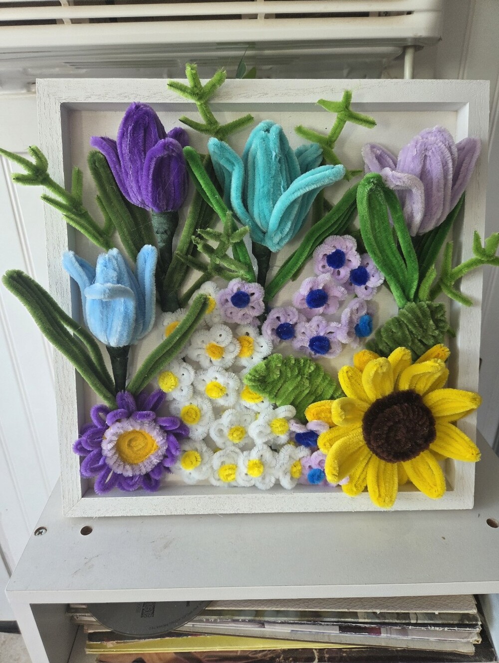 Flower Fantasy Handmade Chenile Flowers Picture Frame 12x11